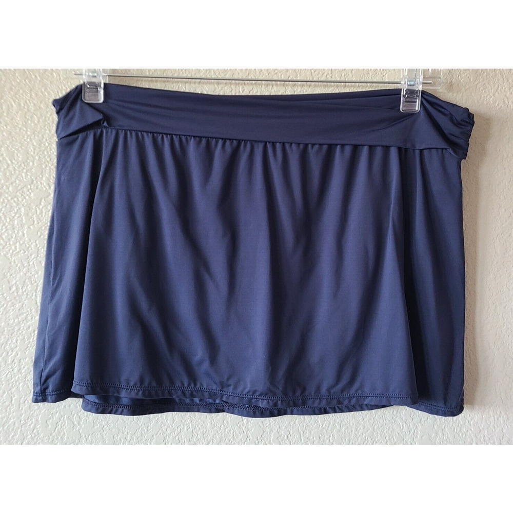 GARNET HILL Swim Brief Bottom Skirt Swimsuit 16 Blue Ruched Waist Bathing‎ Suit